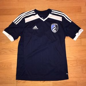 Adidas boys soccer shirt size Y 2xl blue